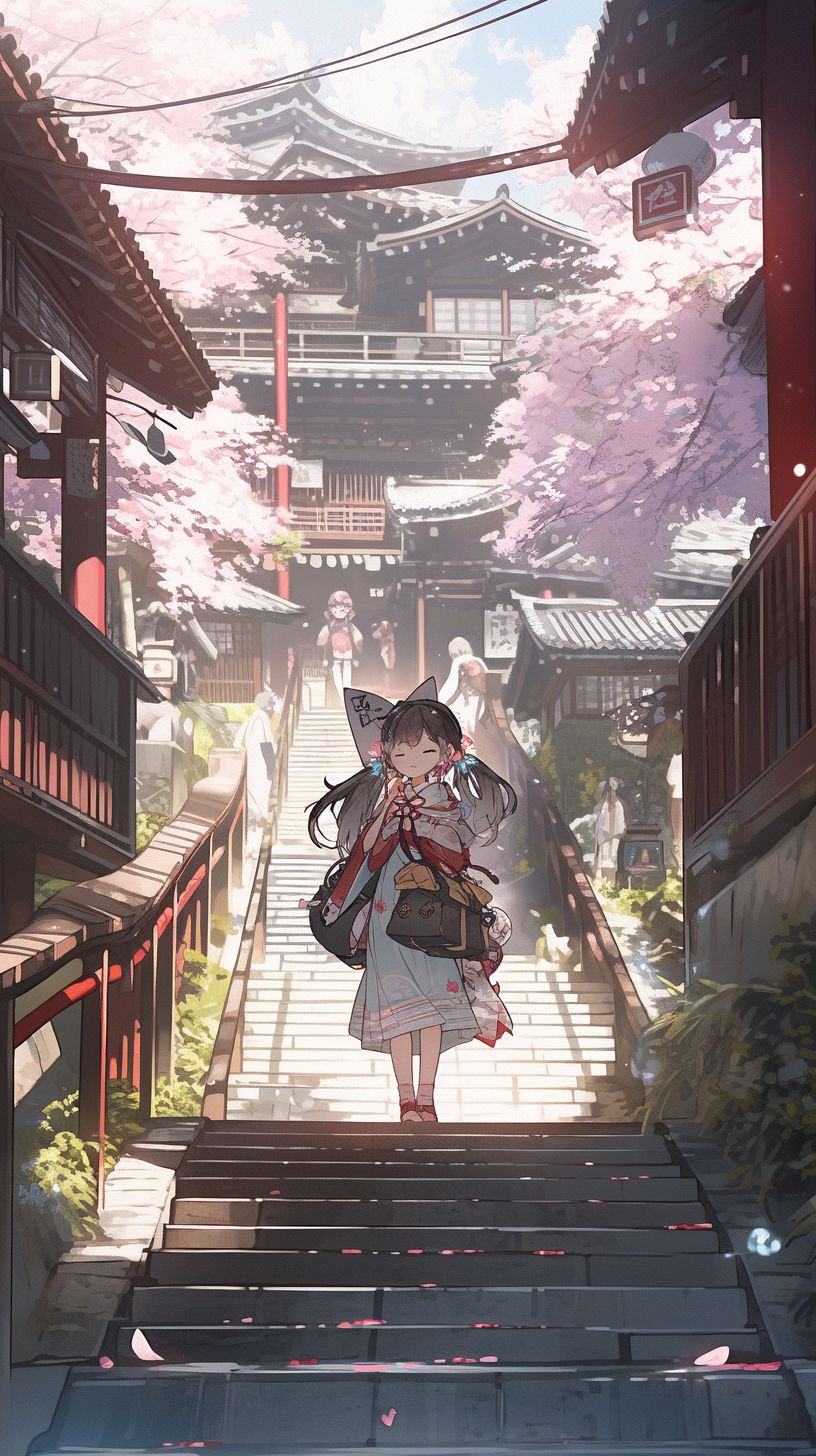 NC MKT a girl walks through a village on the ground in the styl 64f2be93 a654 4fca 9330 6b21923558b3